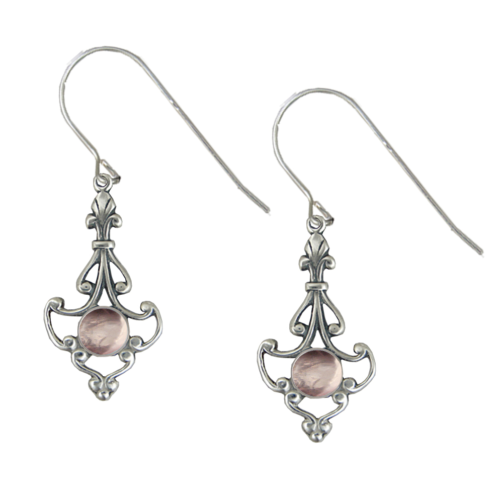 Sterling Silver Victorian Rose Drop Dangle Earrings